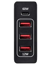 Monoprice 60 vatios 4 puertos USB cargador inteligente con USB C y puertos USB A USB IF Certificado