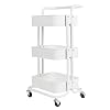 Display4top 3 Tier Multifunctionele Utility Rolling Trolley, Organizer Trolley, Opbergkar met Lock Wielen, voor keuken…