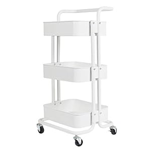 Display4top 3 Tier Multifunctionele Utility Rolling Trolley, Organizer Trolley, Opbergkar met Lock Wielen, voor keuken…