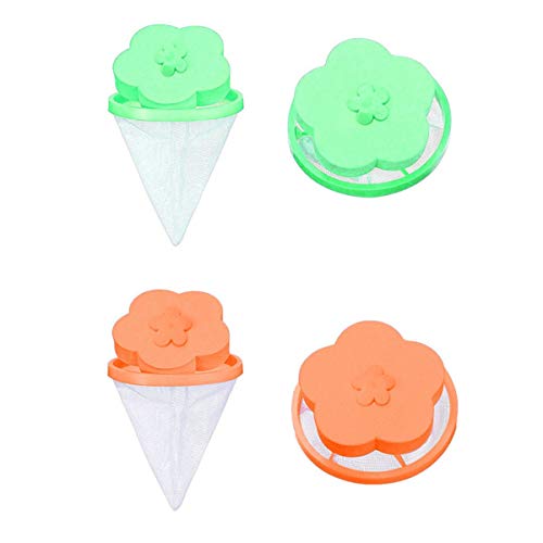 Washing Machine Filter Net Lint Trap Snare Filter Bag 15x8CM Laundry Mesh Washer Hoses Pet Fur Catcher Filtering Hair Removal Device Wool Cleaning Floating Pouch Ties Supplies (Green&Orange, 4PCS)