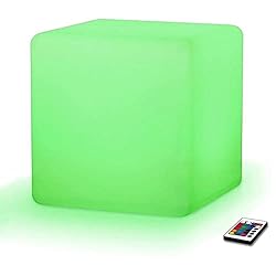 Modern Home LED Glowing Cube Box Stool w/Infrared