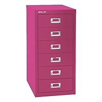 Bisley 6 Drawer Steel Under-Desk Multidrawer Storage Cabinet, Fuchsia (MD6-FU)