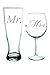 C & M Personal Gifts Mr. and Mrs. Wedding Couple Glass Set, 23 oz. Beer Pilsner and 18 oz. Wine Glass, Anniversary Gift