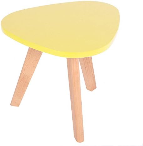 Mini Triangle Side Table, 3 Legged Portable Coffee Tea Table Living Room Balcony Table, Modern MDF Table for Bedroom, Balcony (Yellow)