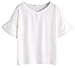 SheIn Women's Cute Ruffle Bell Sleeve Crochet Trim T-shirt