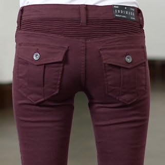Amazon インディマーク Indimark カラーパンツスキニーワインレッドえんじ色 W012 28 ジーンズ 通販