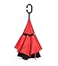 SLABSTONE Inverted Umbrella - Double Layer Windproof Reverse Folding Umbrellas for Cars - Anti UV Protection C-Shaped Handle for Travel Outdoor Rain Sun - Carrying Bag (Pure Red, Standard)