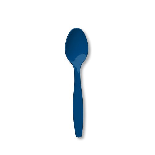 Creative Converting Touch of Color Premium 24 Count Plastic Spoons, Navy