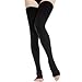BriteLeafs Opaque Thigh High Compression Stockings Firm Support 20-30 mmHg, Open Toe - Gradient Compression (Large, Black)