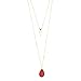 LUX ACCESSORIES Gold Tone Boho Faux Red Howlite Stone Teardrop Layered Necklace
