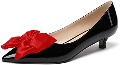 WAYDERNS Women's Black Bow 1.5 Inch Chunky Low Heel Patent Leath 並行輸入品 WAYDERNS Womens Slip On Solid Square Toe Bow Patent Kuwait | Ubuy