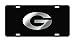 Sports Addiction Georgia Bulldogs Mirror Laser License Plate Tag Black Background, Silver - G Logo