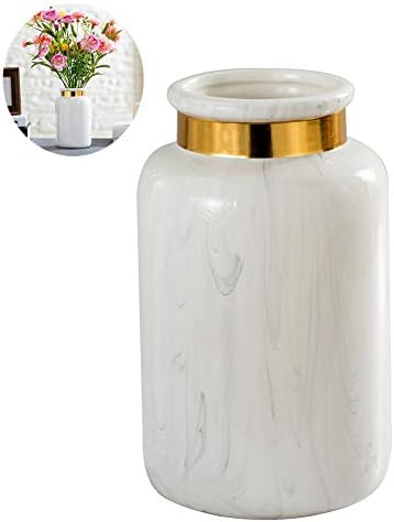 Anding Marble Vase/White Flower Pot/Ceramic Vase Home Decoration Flower Display/Wedding/Housewarming Gifts(LYH365Marbling)