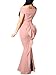 LAGSHIAN Women Elegant Back Ruffles Sexy Off Shoulder Gown Maxi Evening Party Mermaid Dress Pink