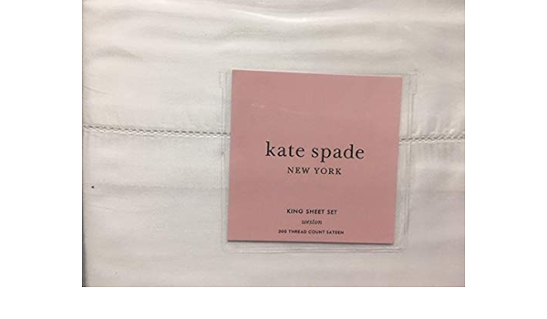 Amazon Com Kate Spade Weston Hemstitch Cotton Sateen Set White King Kitchen Dining