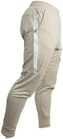Onthec Mens Lycra Tech Track Joggers Fitness Gym Pants (Large, Nude)