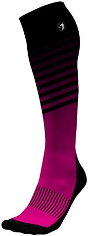 Designer Compression Socks Graduated for Performance and Recovery by Acel (Pinstripes Pink, XL)