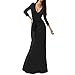 SUNNOW Womens Sexy Ladies Deep V Neck Party Dress Maxi Long Evening Dress (XL, Black1)