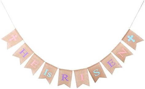 Easter Banner He Is Risen Burlap Banner Decoration for Easter Party House Outdoor Decorations VAG037