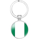 vmcoatdu Nigeria National Flag Key Chain Keyring Gift Men Women Keychain Stainless Steel and Inlaid Glass Materials