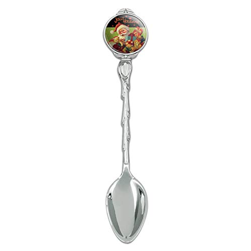 Christmas Jolly Holidays Santa Graphic Novelty Collectible Demitasse Tea Coffee Spoon