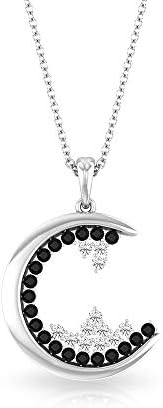 ブラックオニキスネックレス 1 3カラット Hi Si ダイヤモンドクラスターネックレス ゴールド三日月ペンダント 10k イエローゴールド