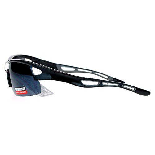 Mens Sports Fashion Sunglasses Half Rim Soft Nose Comfort Shades Black Gray