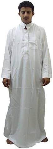 Men Saudi Style Thobe Thoub Abaya Robe Daffah Dishdasha Islamic Arabian Kaftan