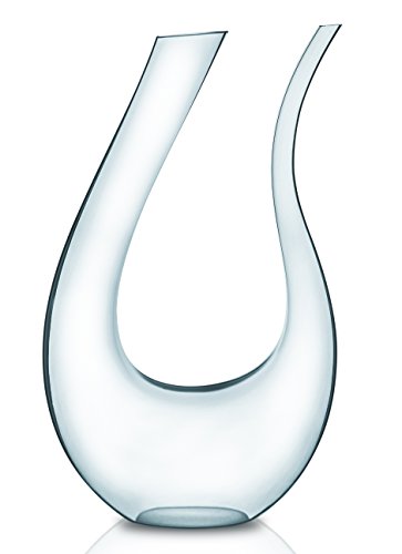 Miko Wine Decanter Aerator, Hand Blown Lead Free Crystal Clear Wine Carafe, U-Shape (Imperial)