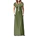 Howstar Women's Casual Long Dress Solid Short Sleeves Maxi Dresses for Ladies Party Dress with Pockets (2XL, Green)