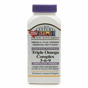 21st Century Enteric Coated Triple Omega Complex 3-6-9, Reflux Free 90 Softgels 21st Century Enteric Coated Triple Omega Complex 3-6-9, Reflux Free 90 Softgels
