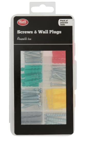Hardware Solutions - Screws and Wall Plugs - Reusable Box Value Kit 120 Pieces. Wall Plugs: #5#6#7#8#10. Self Tapping Screws: 3.5x25mm 4x25mm 4x30mm 5x30mm 6x38mm — image 1