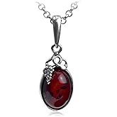Ian and Valeri Co. Cherry Amber Sterling Silver Classic Grape Leaves Pendant Necklace Chain 18 Inches