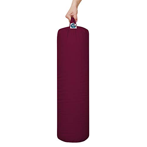 Present-Mind-Yoga-Bolster-Roll-Natural-Cushion-O20-cm--Buckwheat-Husk-Filling--100-Cotton-Cover