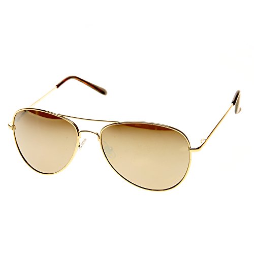 zeroUV - FULL MIRROR Mirrored Metal Aviator Sunglasses (Gold)