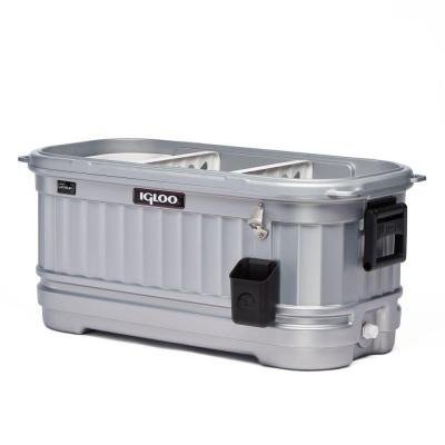 Cooler with Wheels Party Bar LiddUp Illuminated 125 Qt. Features Attached Bottle Opener, Odor Resistant and Rust Proof Silver/Black Ideal for Outdoor