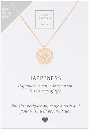 LUUK LIFESTYLE925 sterling silver filigree necklaces for women with pendant, trendy feminine jewellery for everyday life, adjustable length, 19”, gift idea for her, gift card, silver, gold, and roséClimatePartner certified