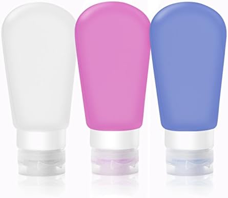 Cisixin Travel Bottles Set with Leak Proof Silicone Bottles TSA Approved - Squeezable & Refillable Travel Containers for Shampoo, 3 oz, Set of 3