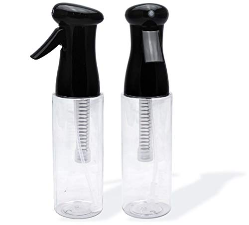 KEEN Continuous Spray Bottle, 12.2 OZ Fine Mist for Indoor/Outdoor Plant Care, Hair Styling, Skin Freshener Air Mist, Refillable Empty Water Bottle Trigger Sprayer Set, Black/Clear