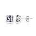 Sterling Silver Genuine or Simulated Gemstone Square Solitaire Necklace and Stud Earrings Set