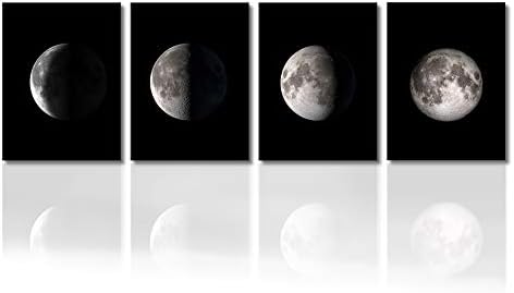 Picabala Moon Canvas Wall Art Decor Modern Abstract Space Painting Photo Giclee Print on Canvas Large Framed and Stretched Artworks Decorative Hanging Wall Picture for Home Office Decoration-12”×16”