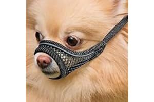 MOIILAVIN Dog Muzzle, Soft Mesh Muzzles for Small Dogs, Chihuahua Yorkie Pom, Short Snout Mouth Guard for Barking Biting Grooming, Breathable Adjustable Puppy Muzzle (Deep Black, XXS)