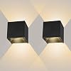 2 stuks LED wandlamp zwart, 12W muurlampen binnen 3000k warm licht, IP65 waterdichte buitenwandlamp met instelbare…