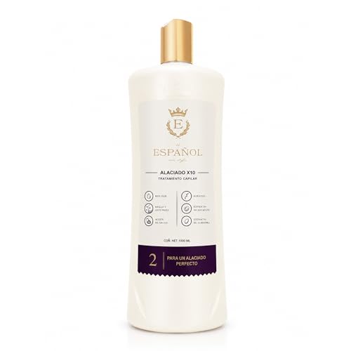 El Español con Stylo – Kit Alaciado Permanente Extra Fuerte + Shampoo Carbón Activado – Alisa Cabello Grueso, Rizado o Esponjado – Acabado Lacio Duradero y Brillo Intenso – Ideal para zonas con Humedad y Calor – 1 Litro