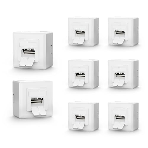 VCELINK RJ45 Netzwerkdose CAT6A, 2 Port LAN Dose für Aufputz oder Unterputz