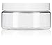 JUVITUS 8 oz Clear PET Plastic Low Profile Jar with White Smooth Lids (12 Pack) BPA Free Large Refillable Empty Storage Containers