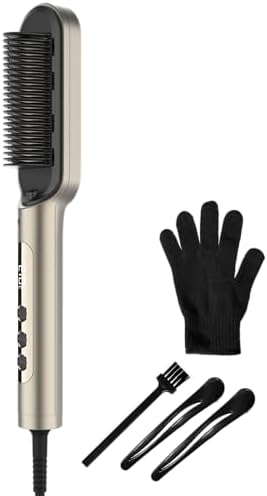 Brosse Lissante avec Technologie Ionique InstantCare Lisse IonTech. 23 Dents, 9 Réglages de Température, Revêtement Céramique, Chauffage en 30s, Puces Anti-brûlures, Gant et Pinces