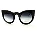 Oversized Round Cateye Sunglasses Womens Vintage Retro Eyewear Black