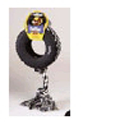 Boss Pet 52988 Dense Rubber Tire and Rope Tug Dog Toy for Strong Chewers