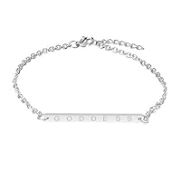 helegeSONG Girl Gift Fashion Simple Women Rectangular English Letter Goddess Chain Bracelet Jewelry - Silver